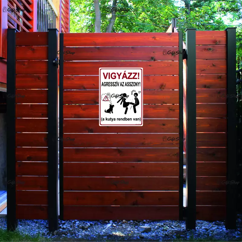 Vigyazz! agressziv az asszony, indicator amuzant 150x100 mm